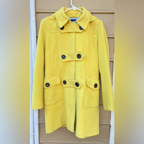 Tommy Hilfiger Yellow Wool Blend Pea Coat Jacket - Picture 2 of 15